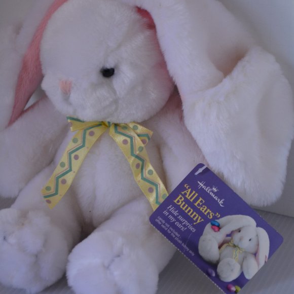 NWT Hallmark All Ears Plush Easter Bunny Rabbit Surprise Pockets 8" Cuddle Toy - Picture 2 of 12